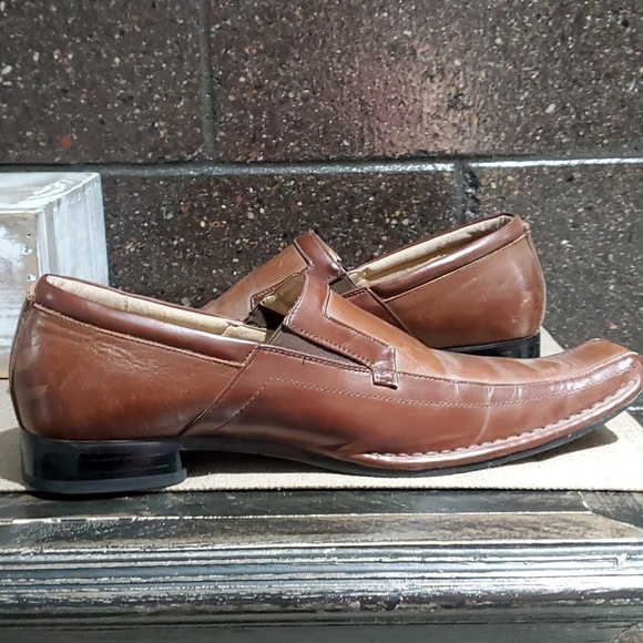 MENS DRESSY STACY ADAMS BROWN LEATHER SLIP ON SQUARE TOE LOAFERS SIZE 10 main image 6